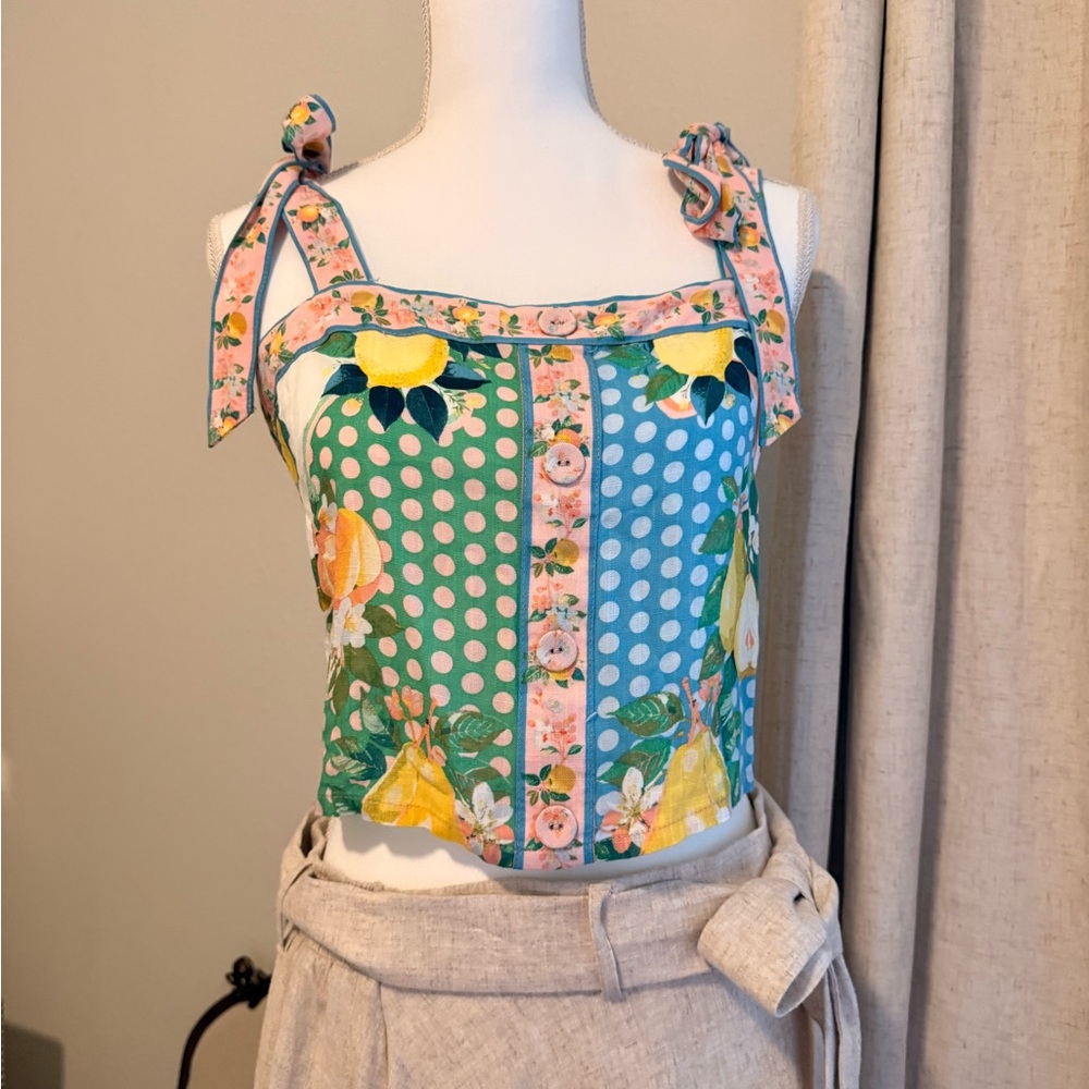 Rose & Olive Floral Polka Dot Crop Top